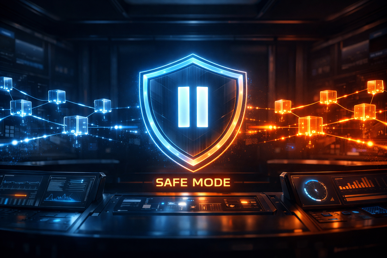 Protocol safe mode interface representing a DeFi incident response